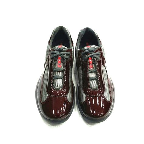 burgundy patent leather prada sneakers|prada patent leather sneakers men.